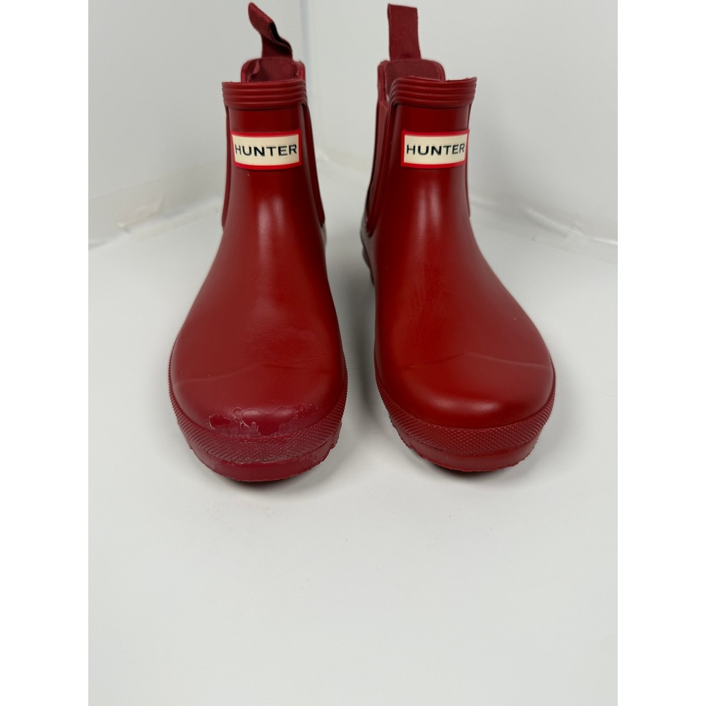 Hunter Rain Boots Womens 6 Red Original Chelsea Waterproof WFS2078RMA Ankle Boot